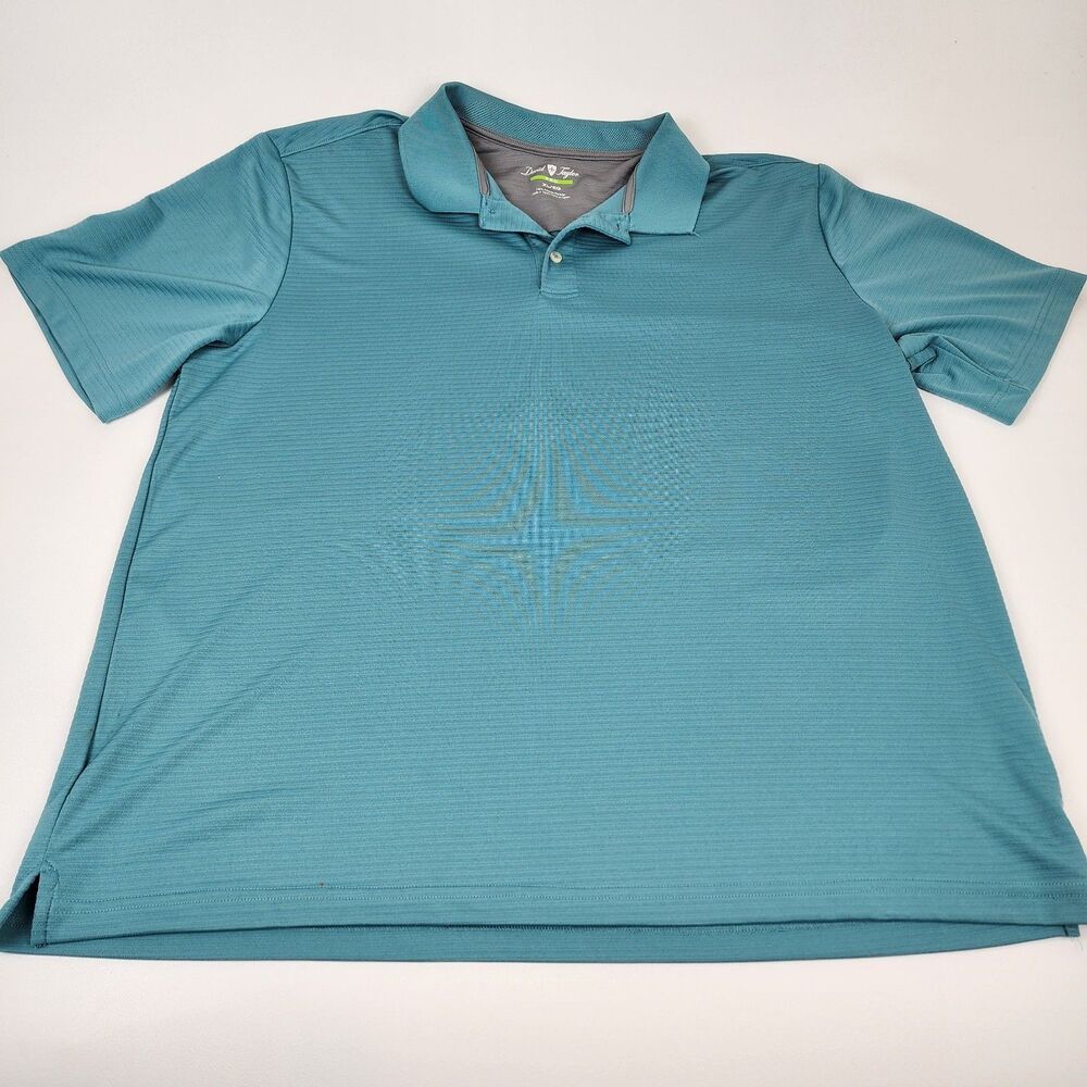 David Taylor Pro Polo Shirt Mens XL Teal Gray Colorblock Golf Performance